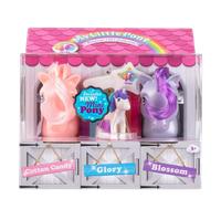 Basic Fun My Little Pony | 40th Anniversary Collector Pack - Pearlized Blossom, Cotton Candy & Mini Glory |Toy Gift Set, Retro Horse Toys for Girls and Boys, Ages 4 35339, Grey
