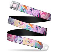 My Little Pony Belt, Seatbelt Buckle Belt, My Litlle Pony Five Pony Poses Pink, Adjustable, Pink, 3.81 cm Wide