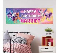 My Little Pony Birthday - Rainbow Pairs Personalised Banner Wall Sticker (120cm Width x 40cm Height)