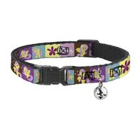 My Little Pony Breakaway Cat Collar | Fluttershy Text and Pose Blocks Multi Color Durable Adjustable Bell ID Tag Ring