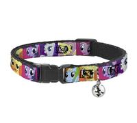 My Little Pony Breakaway Cat Collar | My Little Pony Mane Six Ponies Expressions Blocks Multi Color Durable Adjustable Bell ID Tag Ring