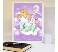 My Little Pony Print - Purple Clouds Print Kids Bedroom Wall Art Poster (A4 (21cm x 29.7cm), Framed - Beech Wood)
