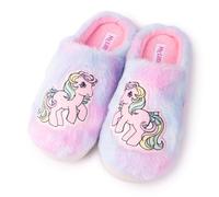 My Little Pony Unisex-Adult Cozy Plush and Velour Memory Foam Indoor Outdoor Soled Slipper in Sizes S-XL, Parasol Pony - Pink Tie Dye, S