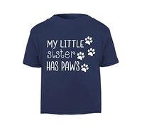My Little Sister has Paws (New Baby Animal Sibling Announcement) [BBY3] Short Sleeve Cotton Toddler t Shirt, 3-4 Years, Navy