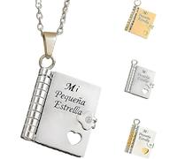 My Little Star Book Necklace - A Letter for My Daughter - 6-Page Flip-Open Pendant with Loving Engraved Messages - Adjustable 18k Gold/Silver Necklace - Gift for Daughter from Mom and Dad