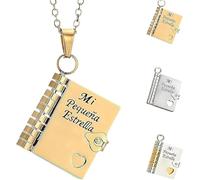My Little Star Book Necklace - A Letter for My Daughter - 6-Page Flip-Open Pendant with Loving Engraved Messages - Adjustable 18k Gold/Silver Necklace - Gift for Daughter from Mom and Dad
