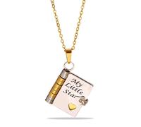 My Little Star Book Necklace for Daughter, My Incredible Daughter Book Necklace with 6 Pages of Engraved Information, Daughter's Gift from Dad and Mom Carries Everlasting Love (Gold+Silver)