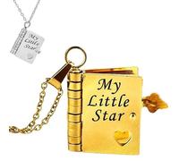 My Little Star Book Necklace for Daughter, My Incredible Daughter Little Star Book Necklace, Openable Adjustable Books Necklaces, 6 Pages of Engraved Information Books Necklaces (Gold)