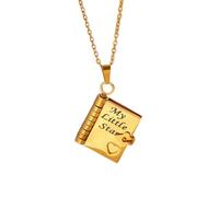 My Little Star Book Necklace for Daughter, Openable Adjustable Books Necklaces, My Incredible Daughter Little Star Book Necklace, Engraved Information Books Necklaces Gifts (Gold)