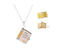 My Little Star Book Necklace, Incredible Daughter Openable with 6 Pages of Engraved Info, Letter of Love Jewelry for First Day of School