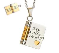 My Little Star Book Necklace, My Incredible Daughter Book Necklace for Daughter, Openable Multi-layered Books Necklaces with 6 Pages of Engraved Information, Personalized Pendant Gift for Her (Mix)