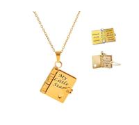 My Little Star Book Necklace,My Incredible Daughter Book Necklace for Daughter,Openable with 6 Pages of Engraved Information,A letter for My Daughter Jewelry of Love,First day of school Jewelry Gift