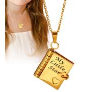 My Little Star Book Necklace - Portable Pendant Necklace | Stylish Titanium Steel Neck Jewelry for Birthday Party Teachers Daughters Girls Dance Mothers Graduation