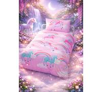 My Little Unicorn Duvet Cover Set Single Pink Poly/Cotton Bedding Oeko-Tex