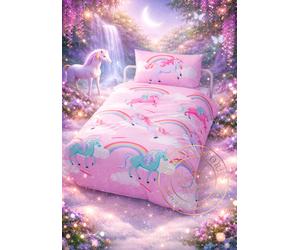 My Little Unicorn Duvet Cover Set Single Pink Poly/Cotton Bedding Oeko-Tex