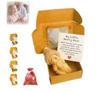 My Little Worry Bear Box with a Hat, 2025 New Little Bear in a Box, Mini Worry Pocket Plush with Inspirational Card, Soft Keepsake Gift for Lovers, Sympathy Emotional Support Toy(Coffee)
