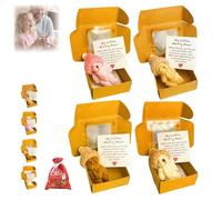 My Little Worry Bear Box with a Hat, 2025 New Little Bear in a Box, Mini Worry Pocket Plush with Inspirational Card, Soft Keepsake Gift for Lovers, Sympathy Emotional Support Toy(4pcs)