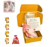 My Little Worry Bear Box with a Hat, 2025 New Little Bear in a Box, Mini Worry Pocket Plush with Inspirational Card, Soft Keepsake Gift for Lovers, Sympathy Emotional Support Toy(Pink)