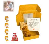 My Little Worry Bear Box with a Hat, 2025 New Little Bear in a Box, Mini Worry Pocket Plush with Inspirational Card, Soft Keepsake Gift for Lovers, Sympathy Emotional Support Toy(Brown)