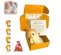 My Little Worry Bear Box with a Hat, 2025 New Little Bear in a Box, Mini Worry Pocket Plush with Inspirational Card, Soft Keepsake Gift for Lovers, Sympathy Emotional Support Toy(White)