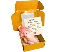 My Little Worry Bear in a Box, 2025 New Handmade Mini Plush Teddy Bear in Box,Pocket Hug Plush Toys, Mini Stuffed Worry Tiny Bear, Gifts Lover Friend Couple for Children Women (Pink)
