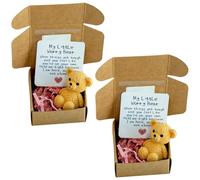 My Little Worry Bear with Greeting Cards - Adorable Teddy Bear in a Box with Positive Messages, Gift for Friends, Colleagues, Family, and Kids (Yellow)