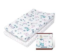 My Little Zone Changing Pad Covers Set Butterfly and Flowers - Cotton Changing Table Mattress Pad for Baby Girls, 2 Pack