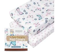 My Little Zone Changing Pad Covers Set Butterfly and Flowers - Cotton Changing Table Mattress Pad for Baby Girls, 2 Pack
