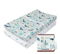 My Little Zone Nautical Changing Pad Cover Boy for Boys - Cotton Changing Table Mattress Pad for Baby - Ocean Whales, Narwhals and Star Fishes, 2 Pack