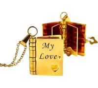My Love Book Necklace for Daughter - 6-Page Flip-Open Pendant, Engraved with Loving Messages from Mom & Dad - Adjustable Silver 18k Gold Necklace - Thoughtful Daughter Present
