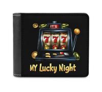 My Lucky Night Casino Gambling Slim Wallet Bifold Credit Card Holder Case PU Pouch Purse for Men Women