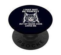 My Maine Coon Loves Me Funny Gentle Giant Cat Mom PopSockets Adhesive PopGrip