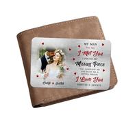 My Man The Day I Met You I Found My Missing Piece Wallet Card,Personalized Custom Couple Wallet Card with Portrait Name,Gift For Boyfriend Girlfriend Husband Wife Valentine's Day Anniversary