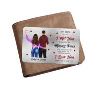 My Man The Day I Met You I Found My Missing Piece Wallet Card,Personalized Custom Couple Wallet Card with Portrait Name,Gift For Boyfriend Girlfriend Husband Wife Valentine's Day Anniversary