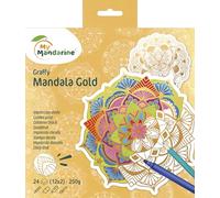 MY MANDARINE GY172C - A Graffy Mandala Gold Colouring Book 24 Pages - Pre-Cut Mandalas - Gold Printing - from Age 6 - Gold Theme - Creative Set for Children