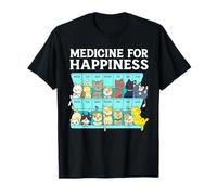 My Medicine for Happiness Called Cats Every Day Kitten Cat T-Shirt
