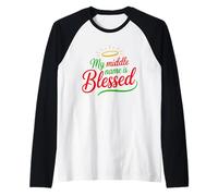 My Middle Name is Blessed Christian Christmas Raglan Baseball Tee