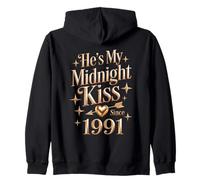 My Midnight kiss Since 1991 Couple 35th Wedding Anniversary Zip Hoodie