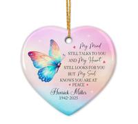 My Mind Still Talks To You And My Heart Still Looks For You Xmas Ornaments Ceramic Keepsake With Ribbon Christmas Pendant