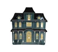 My Mind's Eye Halloween Plates Spooky Halloween Party Décor Haunted House Mansion, Black with Gold Foil, Decorative Paper Disposable, 10 Inch, Set of 16