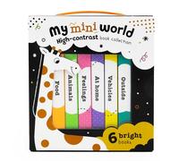My Mini World - Box Set of 6 High-Contrast Mini Board Books | First Words & Vocabulary Builder for Babies | Animals, Vehicles, Feelings, Food, Outside & At Home | Durable Books with Carry Box