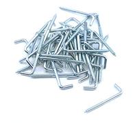 MY MIRONEY 0.19" Thread Diameter Screw Hooks Galvanized L Shape Long Square Bend Hook Right Angle Hooks 2.36" x 0.67" Carbon Steel Self-Tapping Screw Hooks Pack of 50