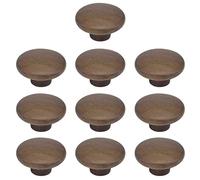 MY MIRONEY 10PCS Round Wood Drawer Knobs Walnut Kitchen Cabinet Knob Solid Wood Hardware Dresser Handles Pulls Wooden Single Hole Handles with Screws - 1.57" Diameter