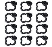 MY MIRONEY 12 Pack Black Cabinet Knobs and Pulls Handles Four-Leaf Clover Shape Drawer Pulls Zinc Alloy Hardware Furniture Handles Wardrobe Dresser Ring Pulls with Screws