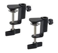 MY MIRONEY 2PCS Black Table Mount Clamp Metal Mic C-Clamp Base Stand Adjustable Desktop Mount Holder for Mic Boom Arm Stand Monitor, Fits up to 1.77" Desktop Thickness, Type B