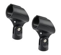 MY MIRONEY 2PCS Universal Microphone Clips Black Plastic Adjustable Mic Holder with Non-slip Dent for Mic Stand, Come 5/8" Male to 3/8" Female Adapter
