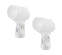 MY MIRONEY 2PCS Universal Microphone Clips White Plastic Adjustable Mic Holder for Mic Stand, Come 5/8" Male to 3/8" Female Adapter