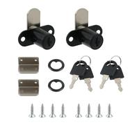 MY MIRONEY 2PCS Zinc Alloy Cabinet Cam Lock Keyed Alike 4/5" Cylinder Drawer Locks Hardware Secure Files Drawers RV Storage Locks, Black