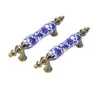 MY MIRONEY 3" Holes Center to Center Blue Floral Cabinet Pulls Ceramic Antique Bronze Drawer Pull Hardware Kitchen Cabinet Pull Handles Blue and White Porcelain Drawer Knob Dresser Pulls Pack of 2
