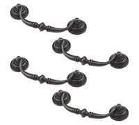MY MIRONEY 4.02" Cabinet Pulls - Antique Bronze Drop Swing Handles (4 Pack) - Zinc Alloy Rustproof Drawer Pulls for Kitchen, Dresser, Cupboard